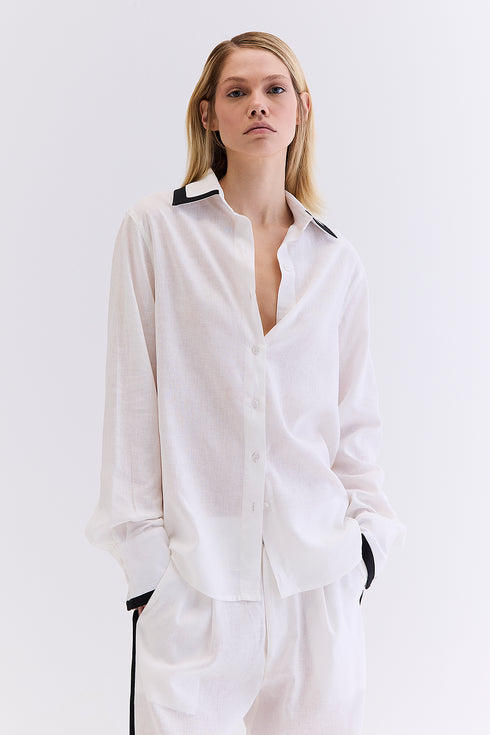 CAMISA RECORTE LINHO BRANCO
